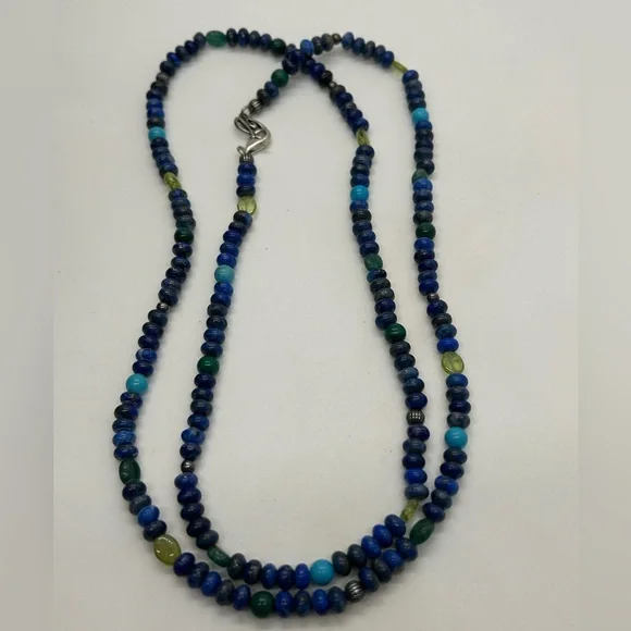 Carolyn Pollack Vintage SW Lapis Bead Necklace - Picture 6 of 6